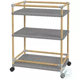 Tobias Gray and White Dot Outdoor Bar Cart