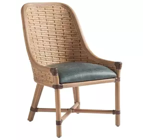Los Altos Keeling Blue Leather Upholstered Side Chair