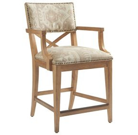 Los Altos Sutherland Beige Upholstered Counter Height Stool with Nailhead Trim