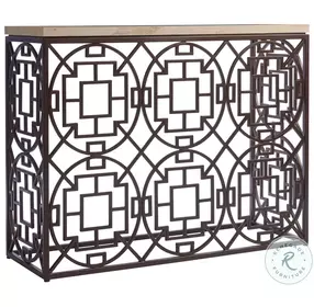 Los Altos Natural Oak Stain And Aged Bronze Ackermann Metal Console Table