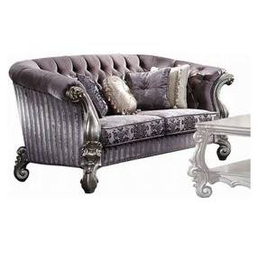 Versailles Brown 76" Loveseat with Pillow and Nailhead Trim