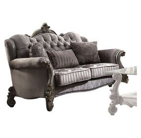 Versailles Antique Platinum 69" Loveseat with Pillows and Nailhead Trim