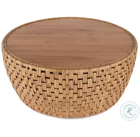 Captiva neutral Rattan Round Drum Coffee Table