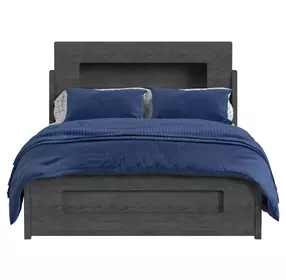 Darby Midnight Blue Full Storage Panel Bed with USB Charging and LED