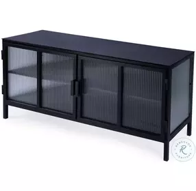 Hoxton Black Metal Ribbed Glass TV Stand