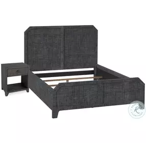 Bar Harbor Charcoal Raffia Panel Bedroom Set