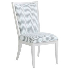Ocean Breeze Sea Winds Blue and White Upholstered Side Chair