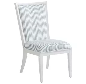 Ocean Breeze Sea Winds Blue and White Upholstered Side Chair