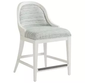 Ocean Breeze Lantana Blue and White Upholstered Counter Height Stool