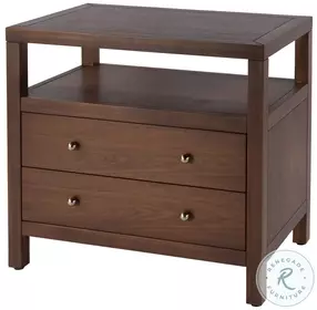 Nora Walnut Wide 2 Drawer Nightstand