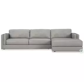 Amiata Glacier Leather 2 Piece Sectional with RAF Chaise