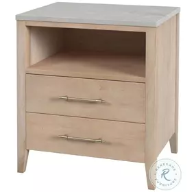 Mayfair Light Brown And Beige Marble 2 Drawer Nightstand