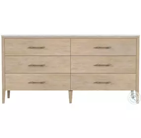 Mayfair Light Brown And Beige Marble 6 Drawer Dresser