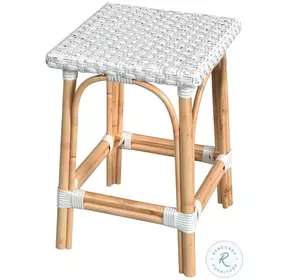 Riviera Glossy White Rattan Counter Height Stool