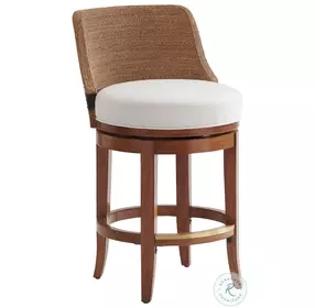 Palm Desert Crisp Winter White Kipton Performance Fabric Swivel Counter Height Stool