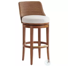 Palm Desert Crisp Winter White Kipton Performance Fabric Swivel Bar Stool