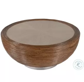 Harding Brown Rattan Drum Coffee Table