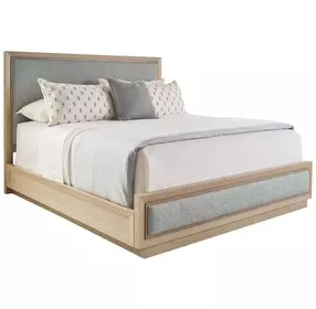 Sunset Key Grayson Sand Drift and Blue Queen Upholstered Panel Bed