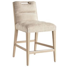 Sunset Key Greer Channeled Beige Upholstered Counter Height Stool