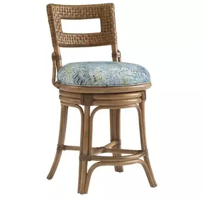 Key Biscayne Bay Harbour Green Upholstered Counter Height Stool