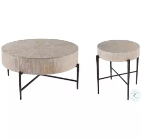 Akemi White Washed Brown Round Occasional Table Set