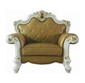 Picardy Butterscotch Upholstered Accent Chair with Pillow and Nailhead Trim