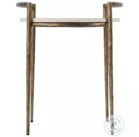 Madlyn White and Gold Round Side Table