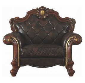 Picardy Brown Upholstered Accent Chair with Pillow and Nailhead Trim