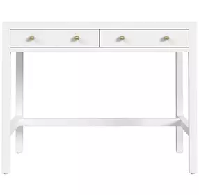 Nora White 40" Rectangular 2 Drawer Writing Desk
