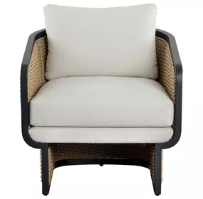 Juna Louis Cream Performance Fabric Upholstered Outdoor Lounge Chair