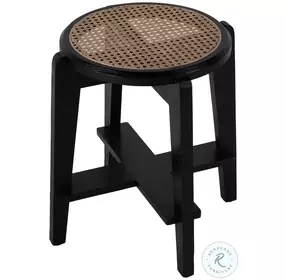 Dryden Natural and Black Round Cane Stool