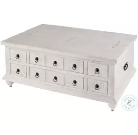 Chipping White 6 Drawer Trunk Cocktail Table