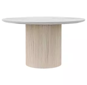 Reba Natural White Wash Quartz Top Round Dining Table