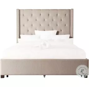 Fairborn Beige Queen Upholstered Platform Bed