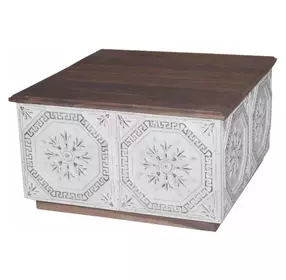 Reclaimed and Reframed White Brown Square Coffee Table