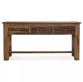 Ezra Natural Rectangular Console Table with 3 Drawer