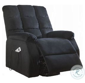 Ipompea Black Velvet Recliner with Power Lift and Massage