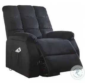 Ipompea Black Velvet Recliner with Power Lift and Massage