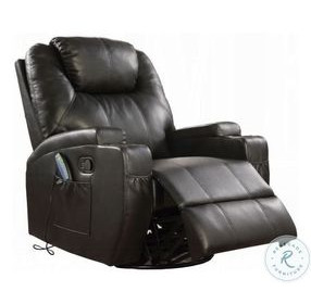 Waterlily Black Synthetic Leather Rocker Swivel Recliner