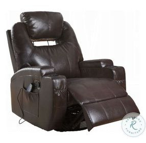 Waterlily Brown Synthetic Leather Rocker Swivel Recliner