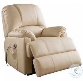 Ixora Beige Synthetic Leather Recliner with Power Lift and Massage