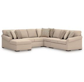 LadyMae Twill 5 Piece Sectional with LAF Chaise