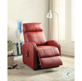 Ricardo Red Synthetic Leather Power Recliner with Lift
