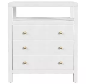 Nora Textured White 3 Drawer Tall Open Nightstand