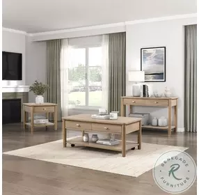 Myrna Wire Brushed Glaze Natural Occasional Table Set