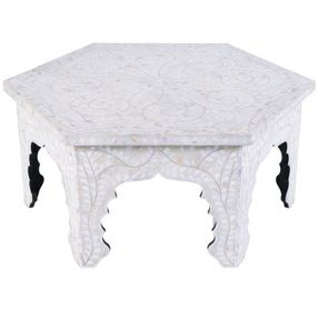 Marjorie Mother of Pearl 41" Hexagon Cocktail Table