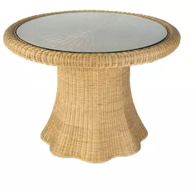 Flora Natural 42" Round Glass Top Dining Table