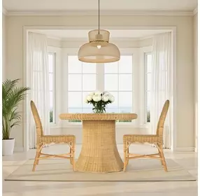 Flora Natural Glass Top Dining Room Set