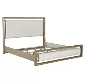 Arlington Nutmeg and Beige King Upholstered Panel Bed