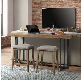 Eden Dune and Black Rectangular Bar Table Set with USB Charging
